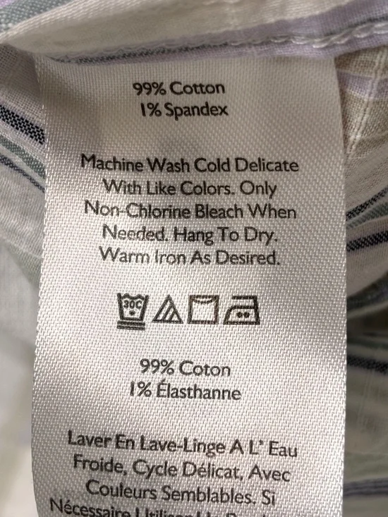 Eddie Bauer White Blue Gray Striped Short Sleeve Camp Top Women's Size L - Picture 9 of 10